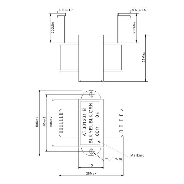 PCB Audio Frequency Transformer , Miniature Audio Output Transformer