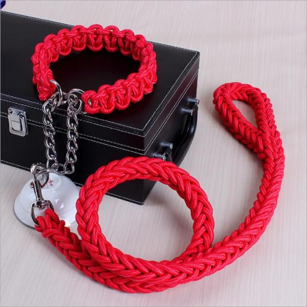 Adjustable Eight Strand Woven Dog Collar Leash Explosion Proof Nylon Pet Leash
