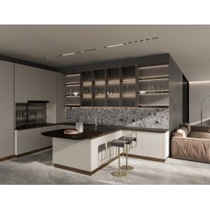 Cheap Luxurious Plywood Modern Modular Kitchen Cabinets PET Door Panel wholesale