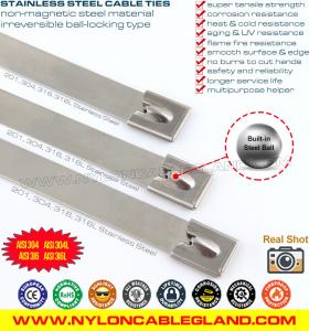 Cheap SCT Series 316, 304 Stainless Steel Cable Tie Metallic Zip Tie Strap with Ball Lock 100-1000mm x 7.9mm wholesale