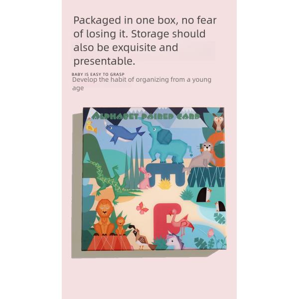 Wooden Number Alphabet Cognitive Education Matching Card Children's Early Education Stereo Two Sided English Word Puzzle Toys