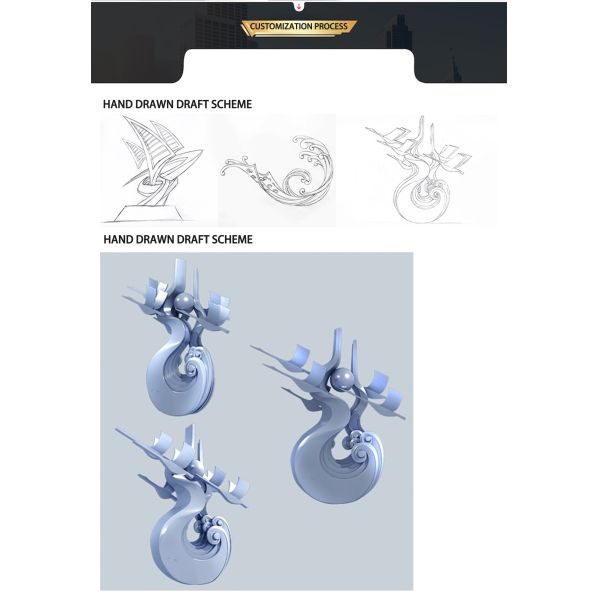 Close-up view of stainless steel sculpture