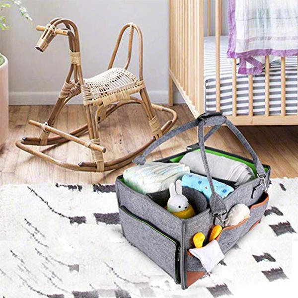 High Durability Felt Diaper Caddy Organizer With Detachable Handles