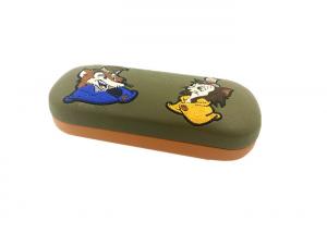 Cheap Fox Embroidery Covered Kids Eyeglass Case Clam Shell Style PU Kids Glasses Case wholesale