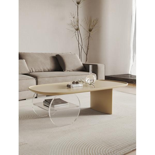 Acrylic High Density Board Living Room Coffee Table Oval Shape Modern