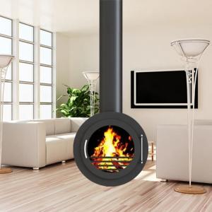 China Customized Indoor Wood Burning Fireplace Suspended Hanging Fireplace Minimalistic on sale