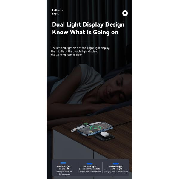 ESSAGER Waves 3 in 1 Wilress Charger 15W Best Fast Charging Wireless Phone Charger