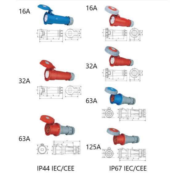 250V 16A PC PBT Alloy Type 1 And Type 2 EV Charging Chargers