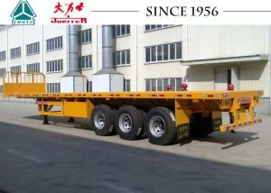 Cheap 40 Tons 3 Axle Semi Flatbed Trailer , Flat Deck Trailer With Front Wall wholesale