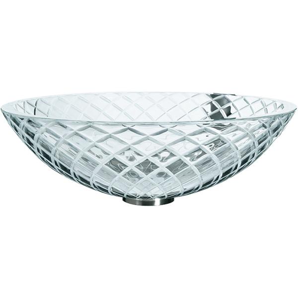 145mm Glass Bathroom Vanity Sink Small Shallow Vessel CNC Engraving Transparent