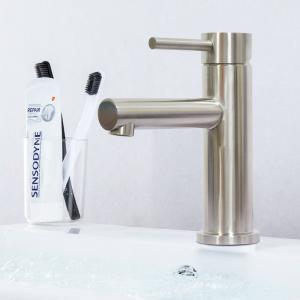 China Solid Steel 316 Body Basin Mixer Brush Satin Bathroom Faucet Tap Basin Faucet Waterfall Taps Manufacturer on sale