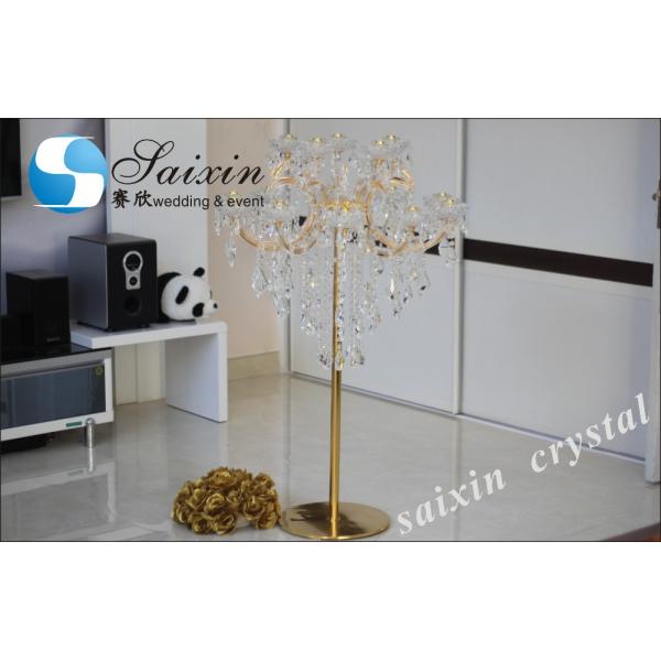 Antique Crystal Glass Candelabra Table Centerpiece 13 Arms Crystal Glass Champagne Gold