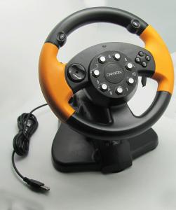 China Wired USB Vibration PC Gaming Steering Wheel With CD-ROM Driver on sale