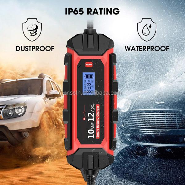 IP65 12V 10A Portable Car Battery Charger With 1M Cable Length And Jump Starting