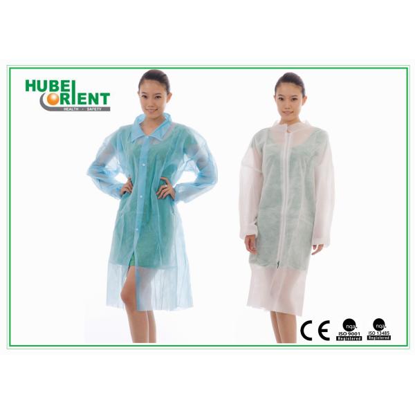 PP/SMS/MP/Tyvek Nonwoven Disposable Lab Coats With Zip For Workers