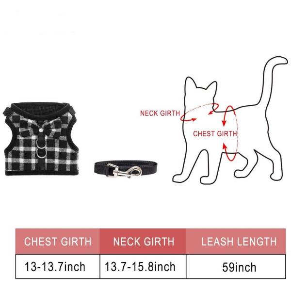 Cute British Style Soft Fabric Cat Harness Collar