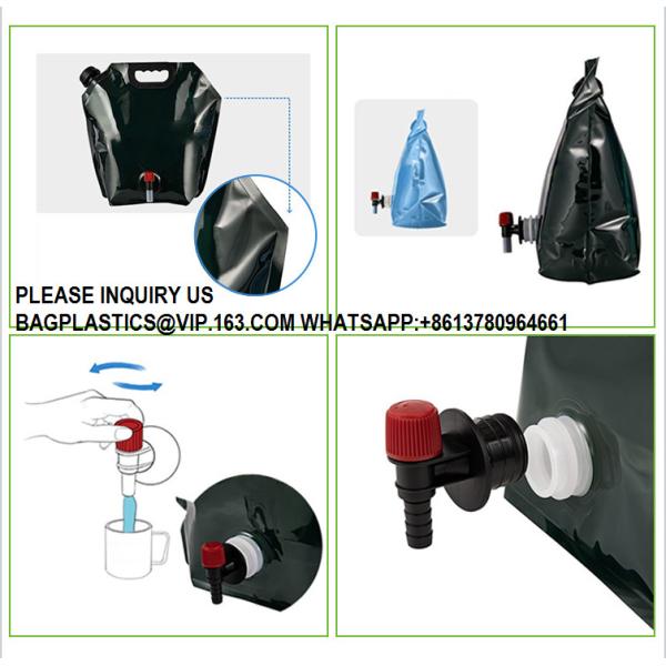 Wholesale Portable 5L 10L Water Bag With Dispenser Valve Stand Up Plastic Spout Pouch Camping Outdoor Water Bag