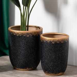 Cheap Minimalism style indoor outdoor balcony decor matte flower pots mold black gold ceramic cactus pots plant pots wholesale