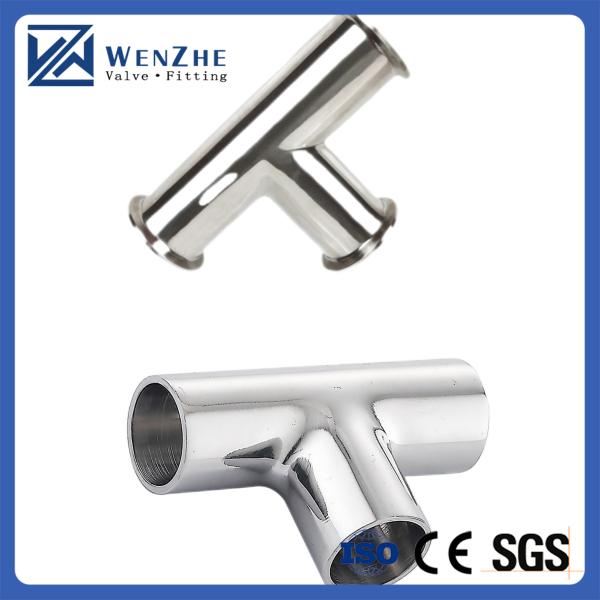 DN15-DN300 Food Grade Sanitary Stainless Steel Sanitary Weld/Clamp Equal Tee SS304 316L