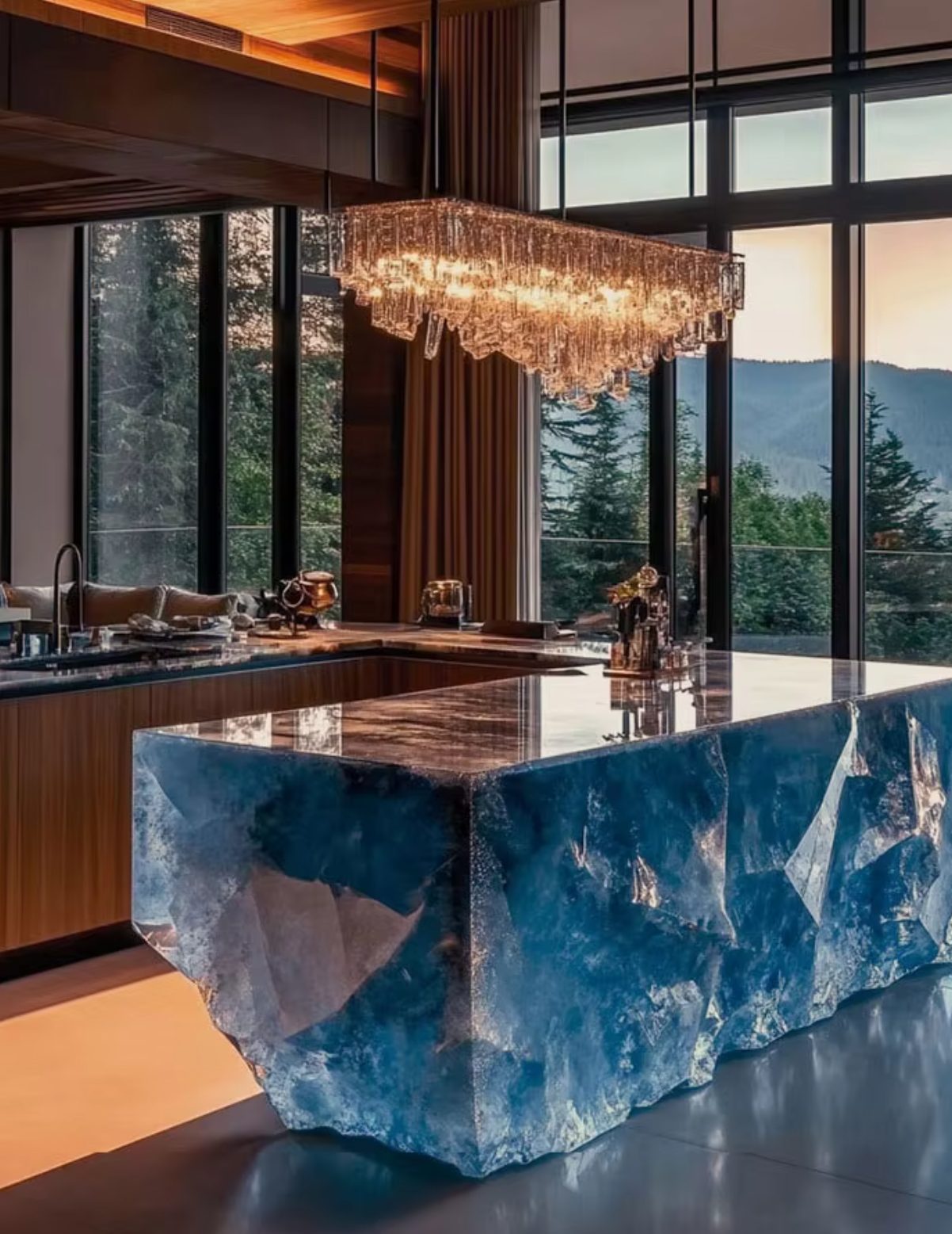 Epoxy Resin Dining Table - Water Ripple Pattern, Mid - century Modern Vibe, Ideal for Contemporary Home Office Decor