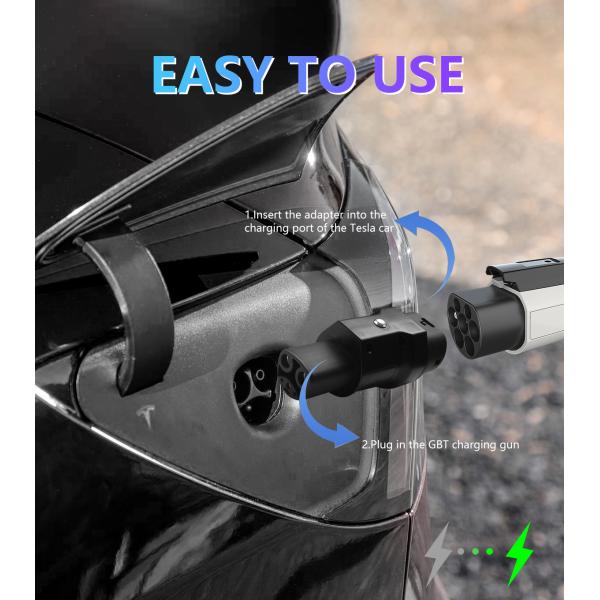 GBT Charging Pile GBT to Tesla Car Ev Adaptor Rated Current 32A AC 7KW GBT EV Charger Adapter for Tesla Car Condition Plug