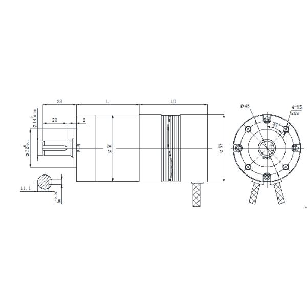 NEMA23 Torque Brushless DC Planetary Gear Motor 57mm 36V 5000RPM 45N.M