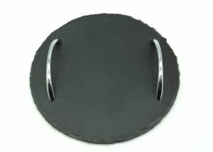 China Natural Edge Slate Serving Tray Round Shape Diameter 22cm For Kitchen on sale