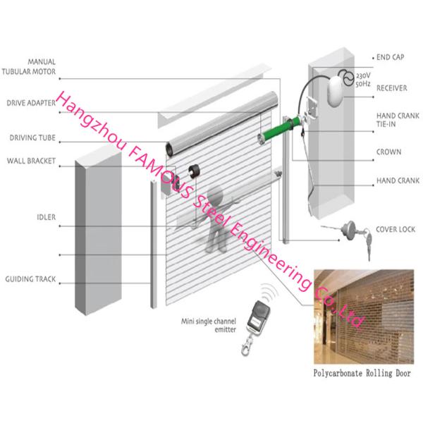 Commercial Shop Front Polycarbonate Transparent Slat Shutter Door Aluminum Roll up Security Doors