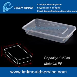 Cheap PP 1350 ml clear thin wall plastic rectangular boxes and plastic takeaway container mould wholesale