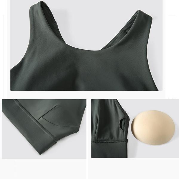 Padded Womens Sports Bra Y Shaped Back Shockproof wirefree High Neck Sports Top