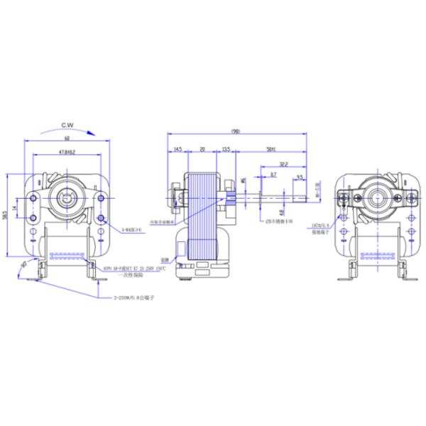 38W Single Phase AC Induction Motor Shaded Pole For Microwave Ovens