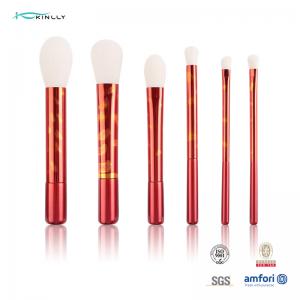 Cheap Long Aluminium Ferrule Synthetic Hair Makeup Brushes Red Handle Cosmetic Brush Set wholesale