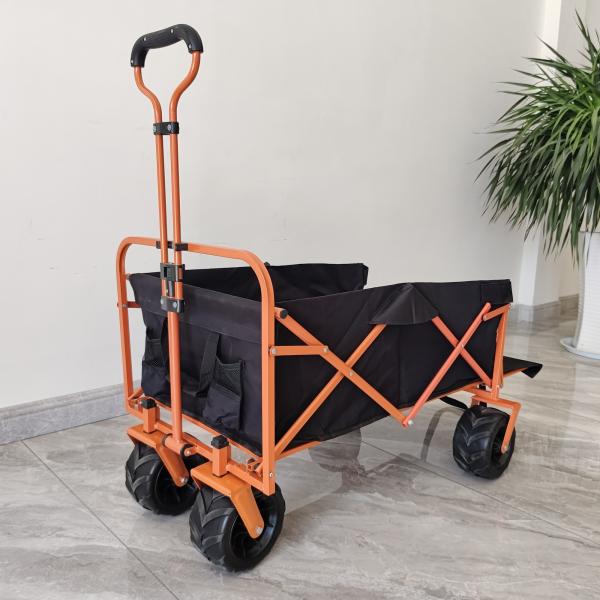 Rear Opening Folding Shopping Cart Trolley Beach Camping Folding Cart PU Wheel