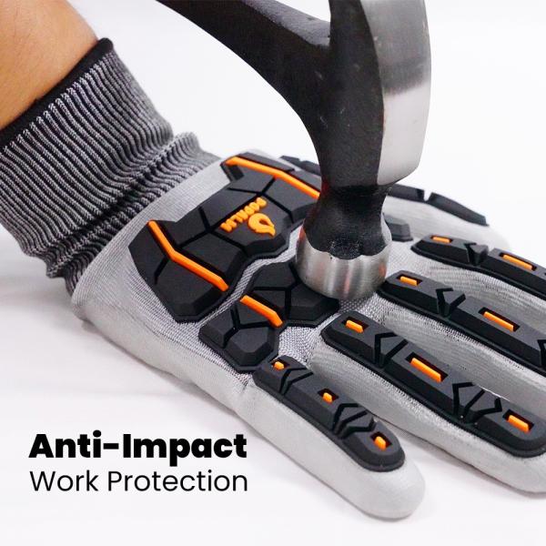 Anti Cut Anti Slip Knuckle Protection Gloves 18 Gauge PU Coated Work Gloves