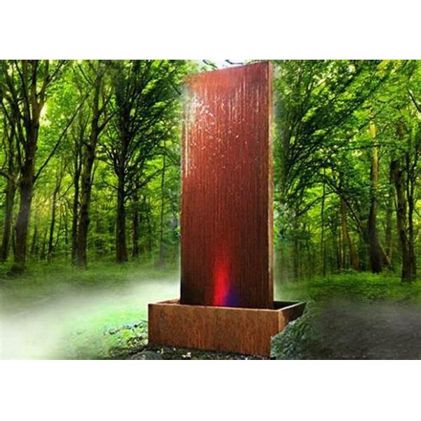 Garden Corten Steel Vertical Wall Water Feature Fountain With LED Lights