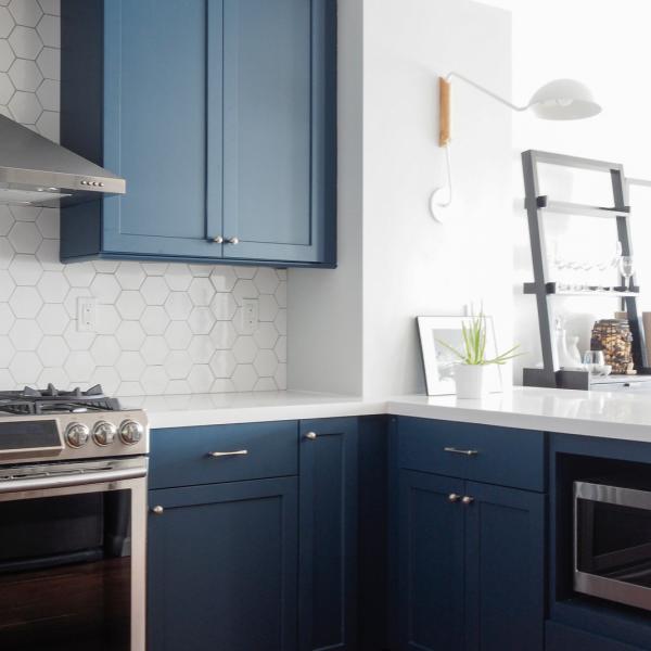 Reasonable Price Home Blue Kitchen Unit Cabinet U Shape Lacquer Modern Kitchen Cabinets USA