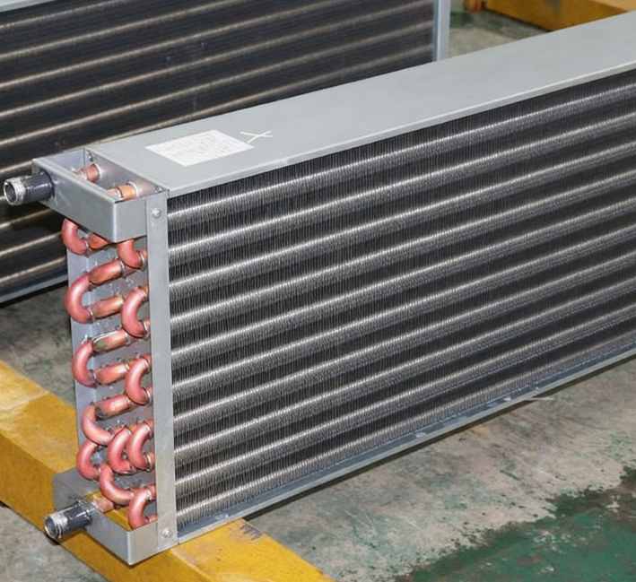Copper Tube Aluminum Fin Condenser 50mm Tube HVAC Heat Exchanger