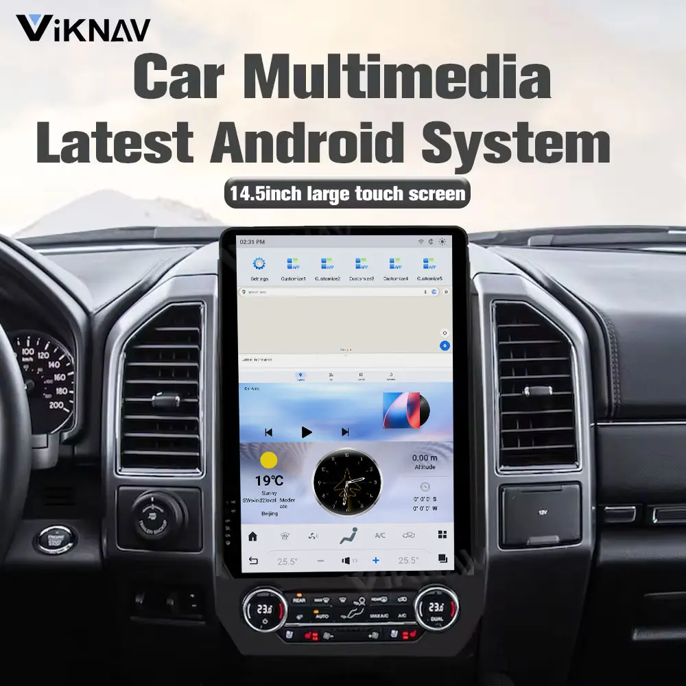 Viknav 14.5 Inch Car Radio For Ford Expedition 2015-2022 Touch Screen Android Auto Stereo Head Unit GPS Nagivation