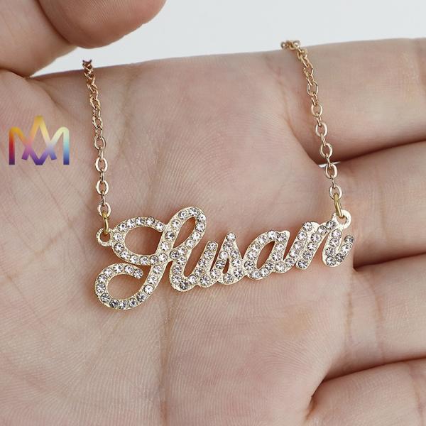 SS304L Sparkling Name Necklace With Elegant Nameplate Pendant