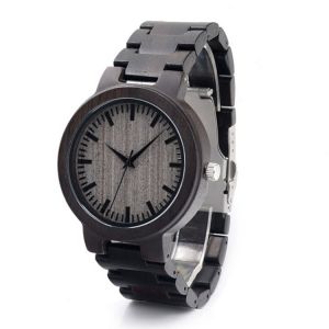 Cheap Creative Natural Black Mens Wooden Watch Waterproof CE ROHS Approved wholesale