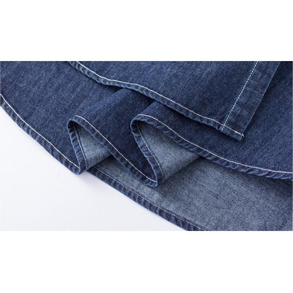Indigo Denim Ladies Skirt Dress Beltd High Waist Knee Length Skirt Wide Hem