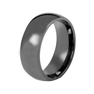 Simple Fashion Tantalum Men's Ring wedding band for hin High Polished with Edges Plain Dome Wedding Band