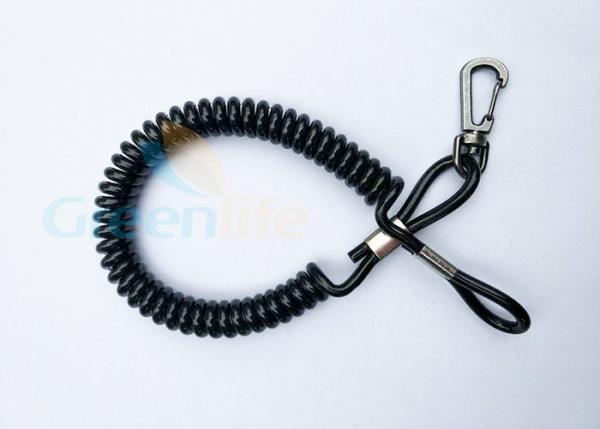 Quality Fall Protection Plastic Coil Tool Lanyard Black Color With Press-In Hook for sale