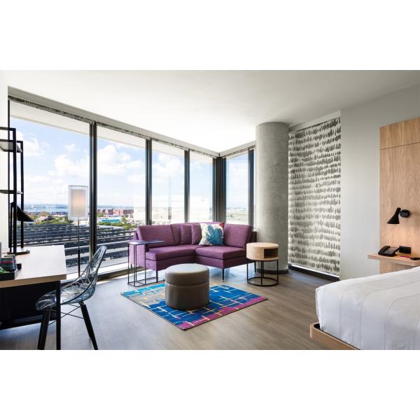 Natural Veneer Hotel Bedroom Sets Loose Furniture + Fixed Furniture Large Headboard