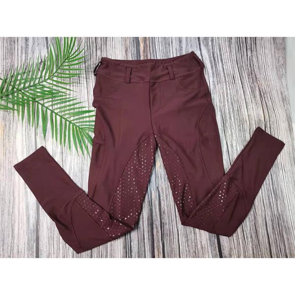 Women Burgundy Riding Breeches Quick Dry Silicone Grip Full Seat Riding Breeches