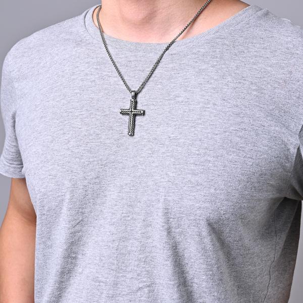 Gold Chain Link Classic Style Men's Cross Necklace Silver Stainless Steel Men's Pendant Cross Necklace Jewelry for Women