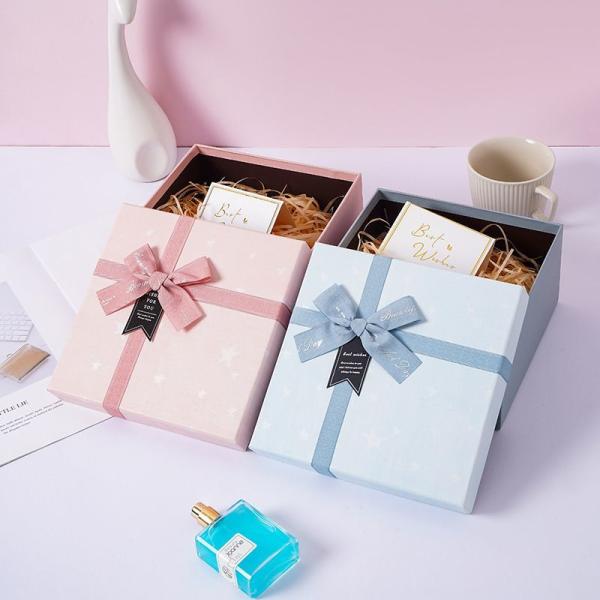 Cardboard Paper Luxury White Gift Box With Ribbon Wedding Party Souvenir Gift Box