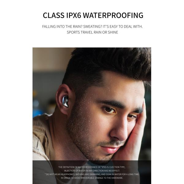 T10 Tws Waterproof Bluetooth Earphone Touch Control Wireless Stereo Earbuds (with 1200mAh Wireless Charging Bin)