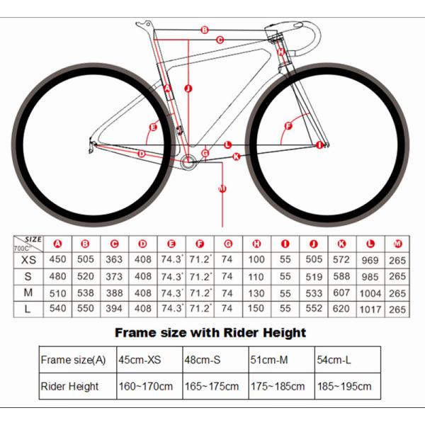 700x25C Wheel Carbon Fiber Hybrid Bike , 45cm Frame Bike XL Size Stable Frame