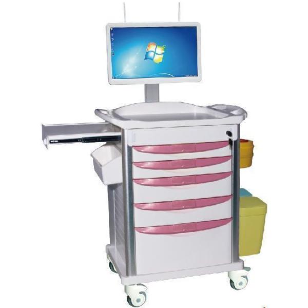 Integrated Wireless Medicine Emergency Crash Cart Nursing Trolley With Display Holder